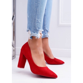 SEA Escarpins Pour Femmes À Talons En Daim Rouge Fraise 1