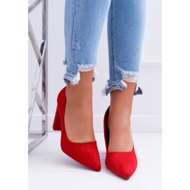 SEA Escarpins Pour Femmes À Talons En Daim Rouge Fraise 3