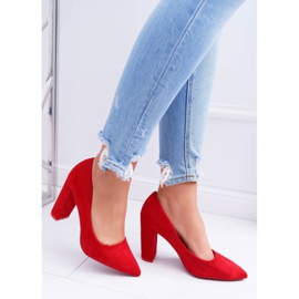 SEA Escarpins Pour Femmes À Talons En Daim Rouge Fraise 5