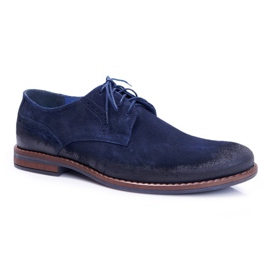 Chaussures Richelieu Homme En Cuir Décontracté Nikopol Bleu Marine Lajos 1