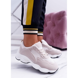 NFR Chaussures Sport Femme Daim Beige et Blanc Lollipop brun 2