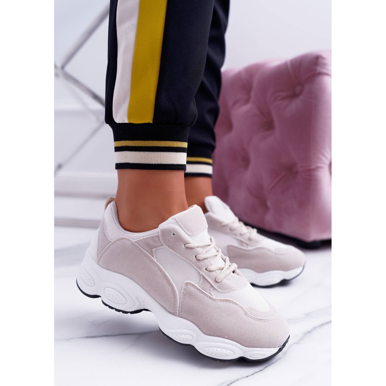 NFR Chaussures Sport Femme Daim Beige et Blanc Lollipop blanche brun 2