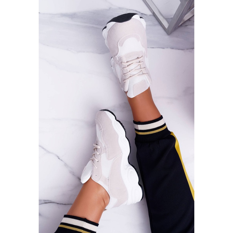 NFR Chaussures Sport Femme Daim Beige et Blanc Lollipop brun 1