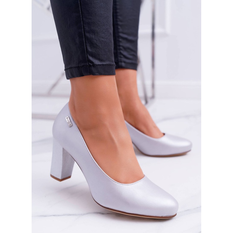 Escarpins Femme Sergio Leone PB130 Argent Perle Ambre gris 2 Escarpins Femme Sergio Leone PB130 Argent Perle Ambre gris 2