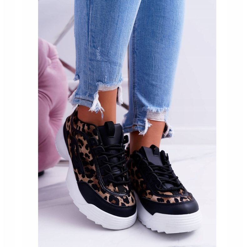 NFR Chaussures de sport noires pour femmes Léopard Faqundo brun le noir multicolore 2