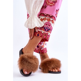 BM Chaussons Femme Fourrure Naturelle Marron Naturis brun 2