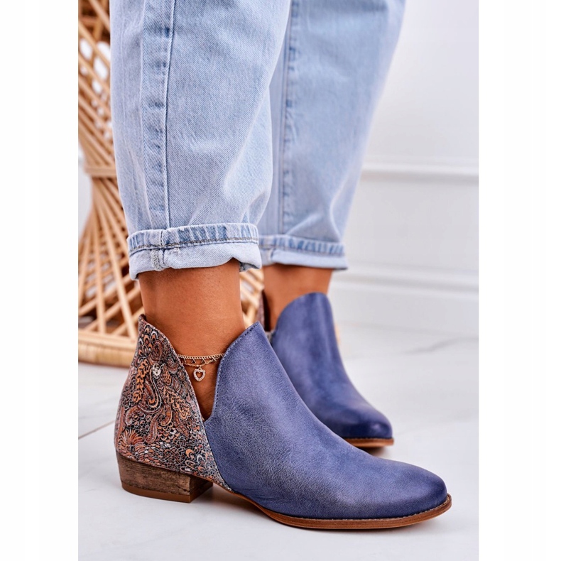 Bottines Plates Femme Maciejka Spring Cuir Bleu Marine 04091-27 1