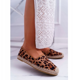 NFR Espadrilles Femme Cuir Daim Léopard Jungle brun 1