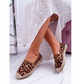 NFR Espadrilles Femme Cuir Daim Léopard Jungle brun 3