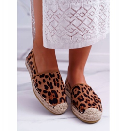 NFR Espadrilles Femme Cuir Daim Léopard Jungle brun 2