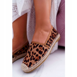 NFR Espadrilles Femme Cuir Daim Léopard Jungle brun 5