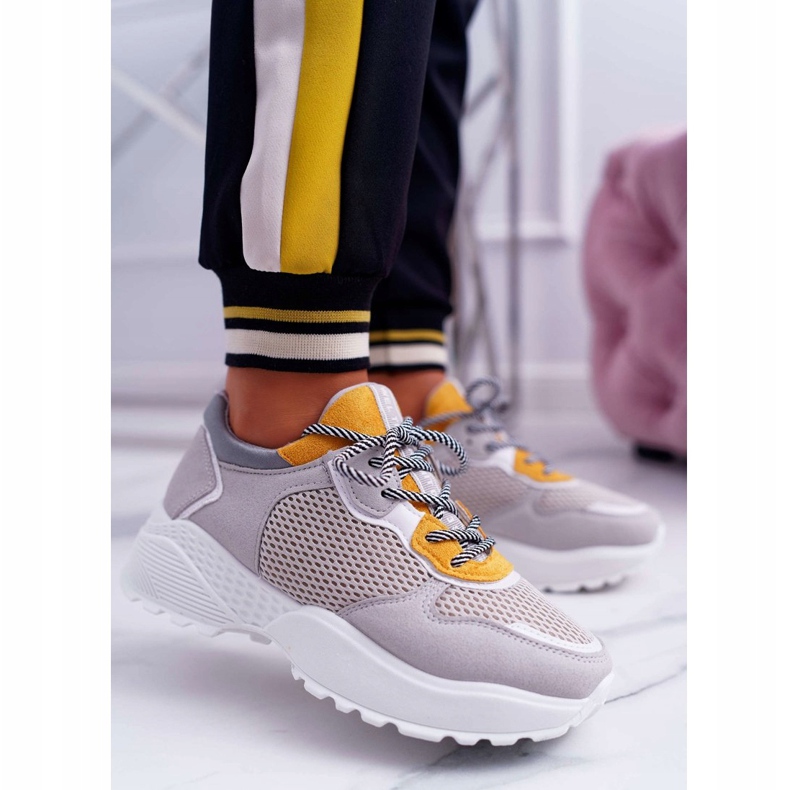 NFR Chaussures de sport pour femmes à semelle haute jaune Chillout gris multicolore 1