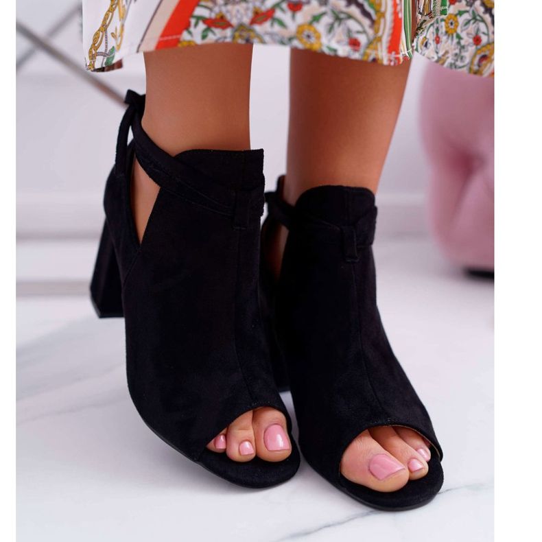 Vinceza Sandales bottines noires sur une barre à bouts ouverts gris le noir 2