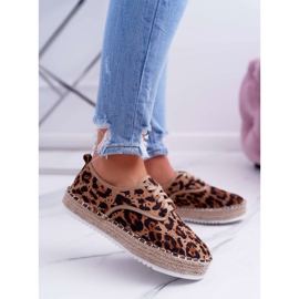 HAN Espadrilles Femme À Lacets En Daim Léopard MyShoes brun 3