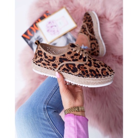 HAN Espadrilles Femme À Lacets En Daim Léopard MyShoes brun 5