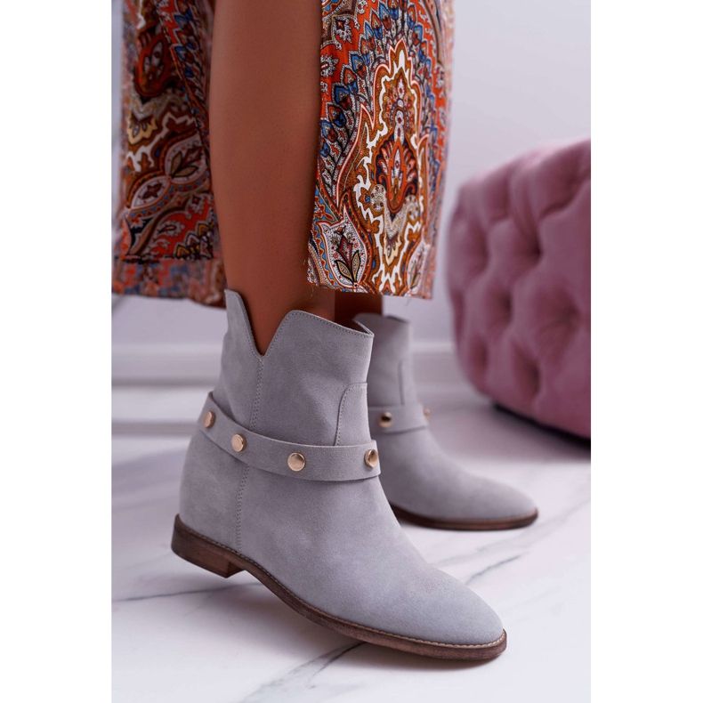 Bottines Femme Laura Messi 1890 Cuir Daim Gris Darmah 1