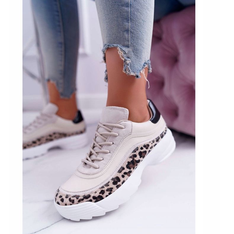 FC1 Chaussures de sport femme Léopard Debora beige brun 1 FC1 Chaussures de sport femme Léopard Debora beige brun 1