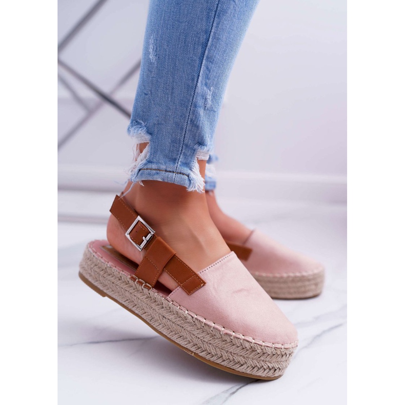 NFR Espadrilles Femme En Daim Sur La Plateforme Rose Parteno 1