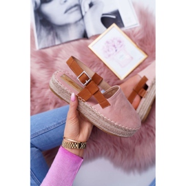NFR Espadrilles Femme En Daim Sur La Plateforme Rose Parteno 6