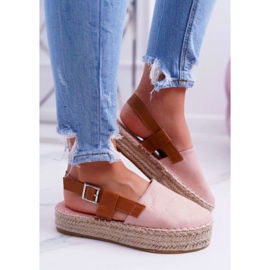 NFR Espadrilles Femme En Daim Sur La Plateforme Rose Parteno 4
