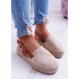 NFR Espadrilles Femme En Daim Sur Une Plateforme Parteno Beige 3