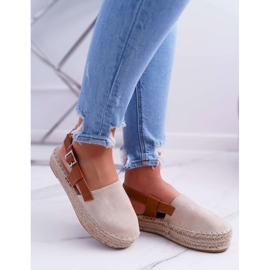 NFR Espadrilles Femme En Daim Sur Une Plateforme Parteno Beige 4