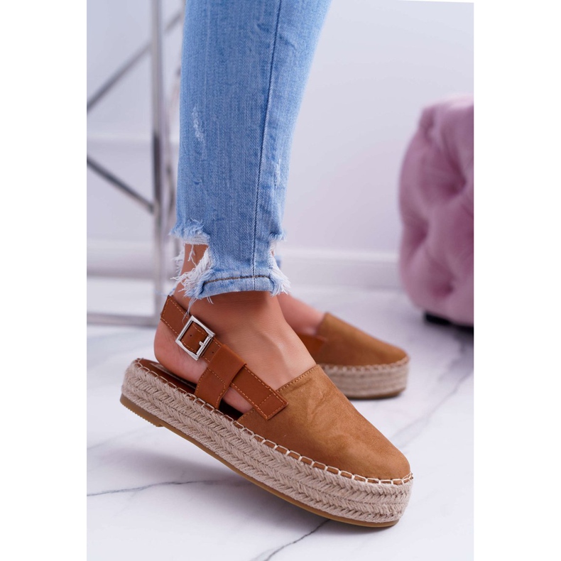 NFR Espadrilles En Daim Femme Sur La Plateforme Camel Parteno brun 1