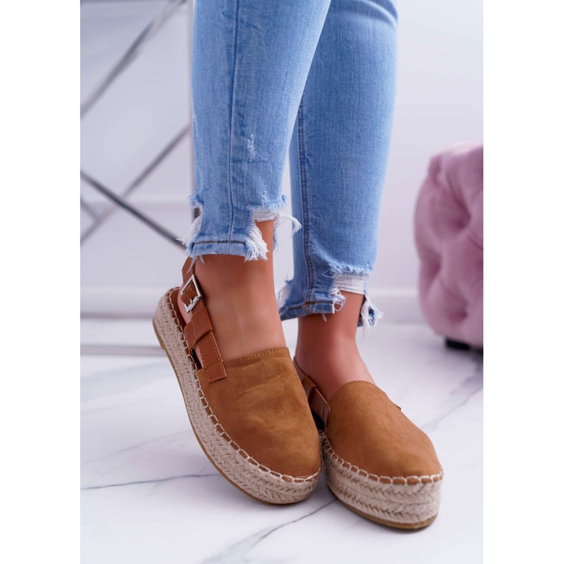 NFR Espadrilles En Daim Femme Sur La Plateforme Camel Parteno brun 2