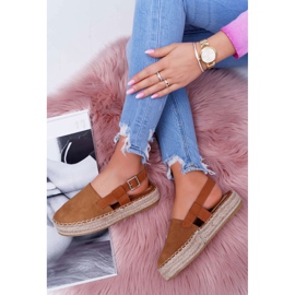 NFR Espadrilles En Daim Femme Sur La Plateforme Camel Parteno brun 4