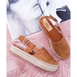 NFR Espadrilles En Daim Femme Sur La Plateforme Camel Parteno brun 6