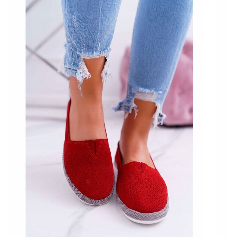 S.Barski Espadrilles Femme Cuir Daim Rouge Bimbo 2