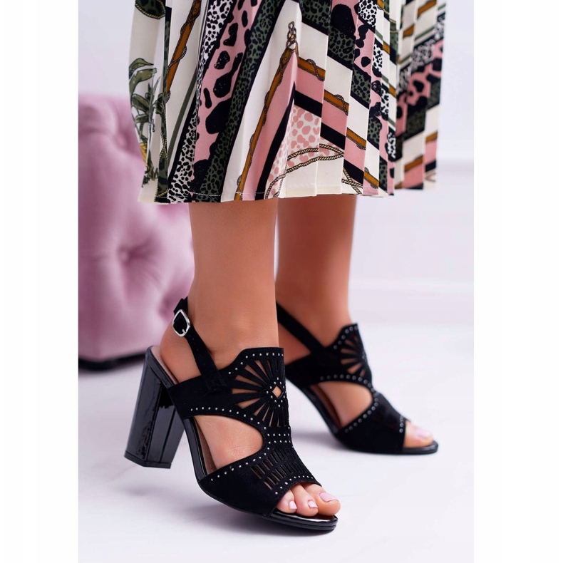 Sandales À Talons Hauts Pour Femmes Sergio Leone SK852 Daim Noir Diven le noir 2