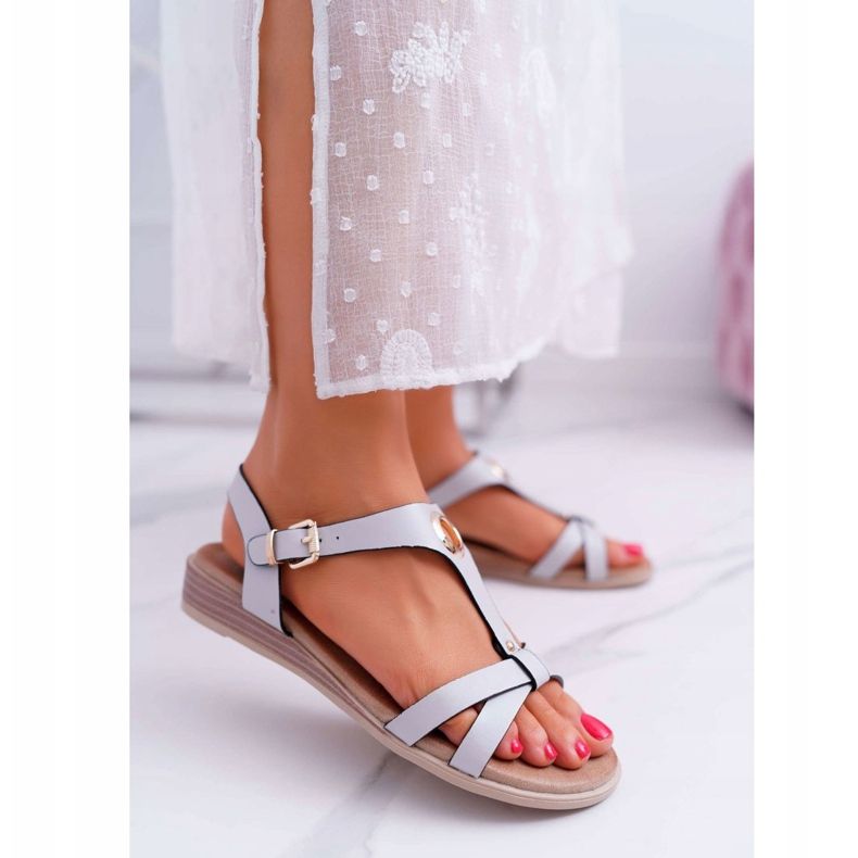 Sandales Femme Plat Gris S.Barski Brimnes 1