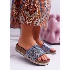 S.Barski Pantoufles pour femmes élégantes semelle épaisse en jersey bleu 1 S.Barski Pantoufles pour femmes élégantes semelle épaisse en jersey bleu 1