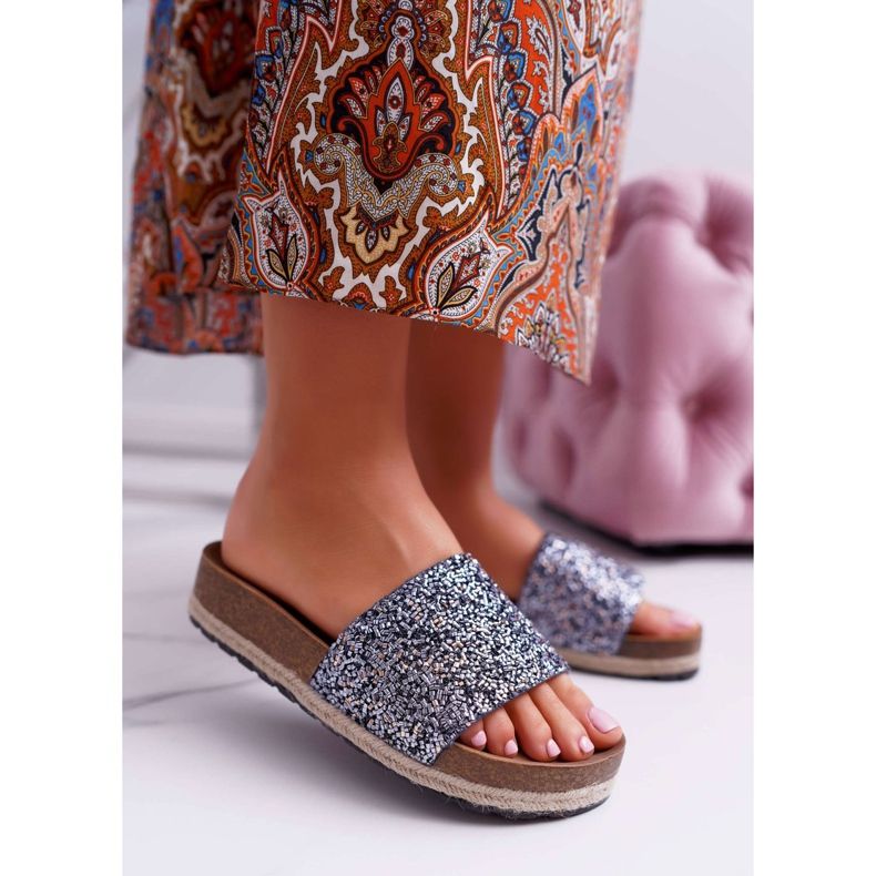 S.Barski Pantoufles pour femmes élégantes semelle épaisse en jersey bleu 1 S.Barski Pantoufles pour femmes élégantes semelle épaisse en jersey bleu 1