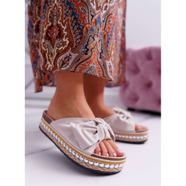 Chaussons Femme Semelle Épaisse À Nœuds Beige Milady 1