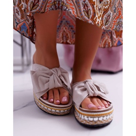 Chaussons Femme Semelle Épaisse À Nœuds Beige Milady 2