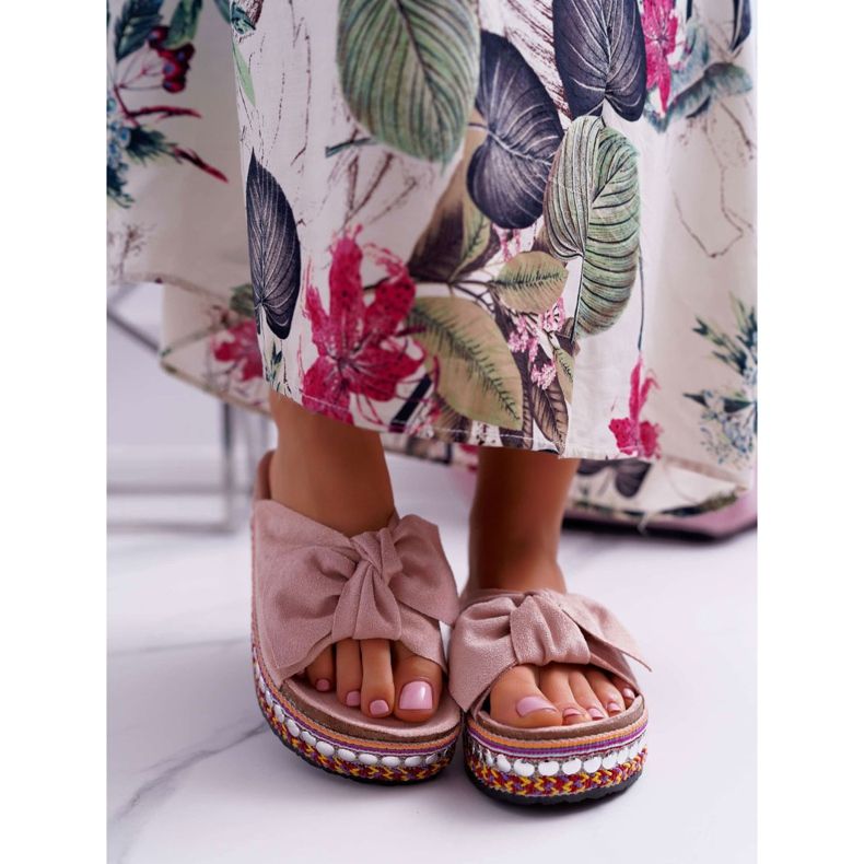 Chaussons Femme Semelle Épaisse Nœuds Rose Milady 2