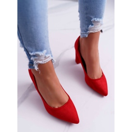 SEA Escarpins Femme À Talons En Daim Rouge Framboise 3