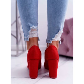 SEA Escarpins Femme À Talons En Daim Rouge Framboise 4