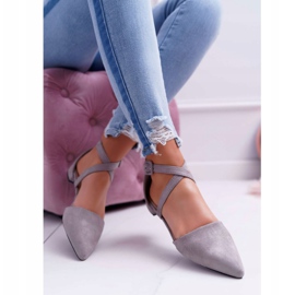PS1 Ballerines Femme Grises En Daim Spitz Medena 2