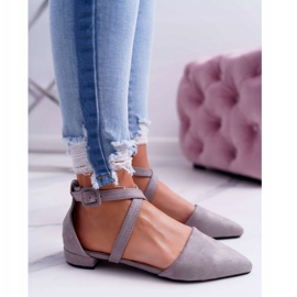 PS1 Ballerines Femme Grises En Daim Spitz Medena 1
