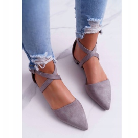 PS1 Ballerines Femme Grises En Daim Spitz Medena 5