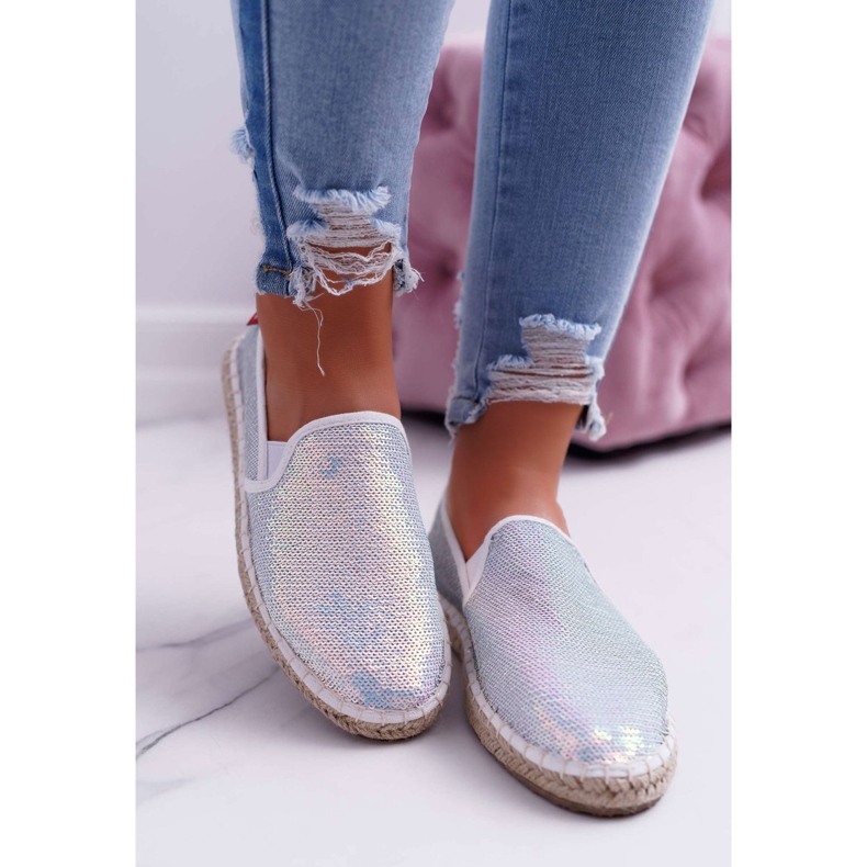 Espadrilles Femme Big Star Iridescent Sequins Blanc DD274A162 1