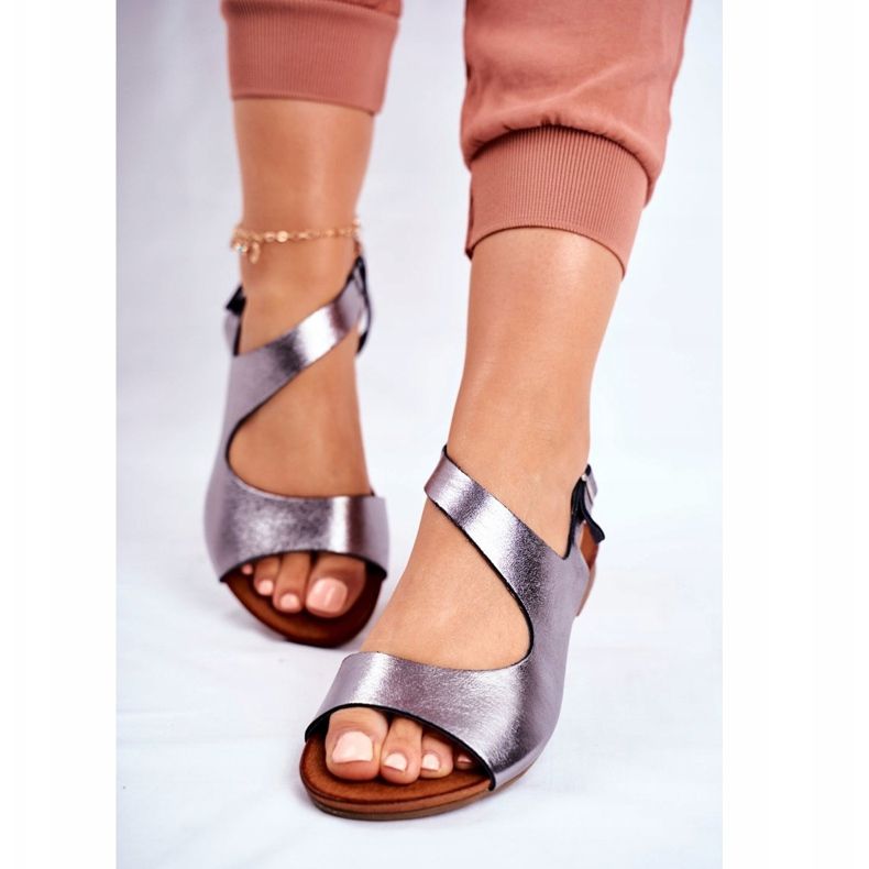 Sandales pour femmes Laura Messi 1116 Cuir Métallique Vollare multicolore gris 2