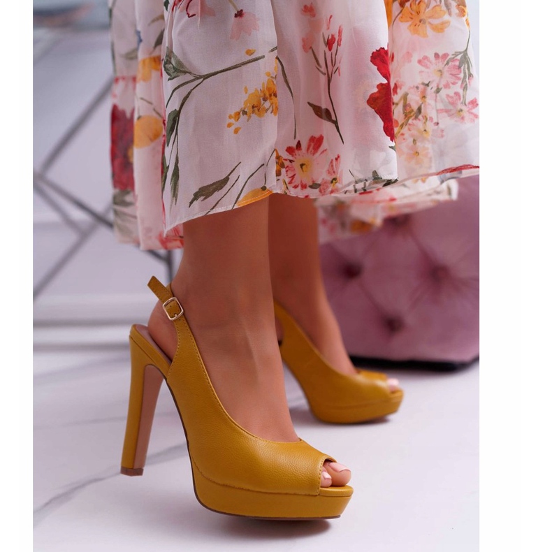 Moow Sandales À Talons Hauts Pour Femmes Jaune Lorajn 1