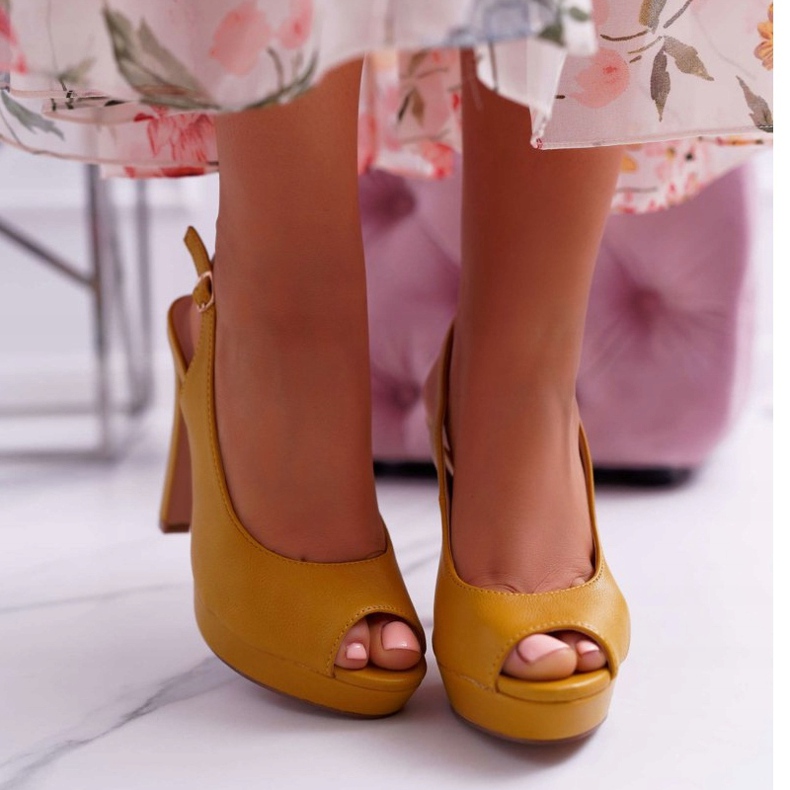 Moow Sandales À Talons Hauts Pour Femmes Jaune Lorajn 2