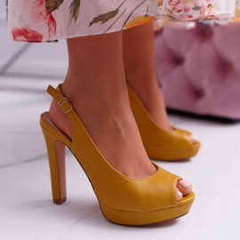 Moow Sandales À Talons Hauts Pour Femmes Jaune Lorajn 3