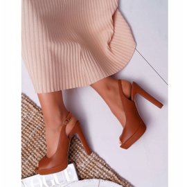 Moow Sandales À Talons Hauts Pour Femmes Camel Lorajn brun 4