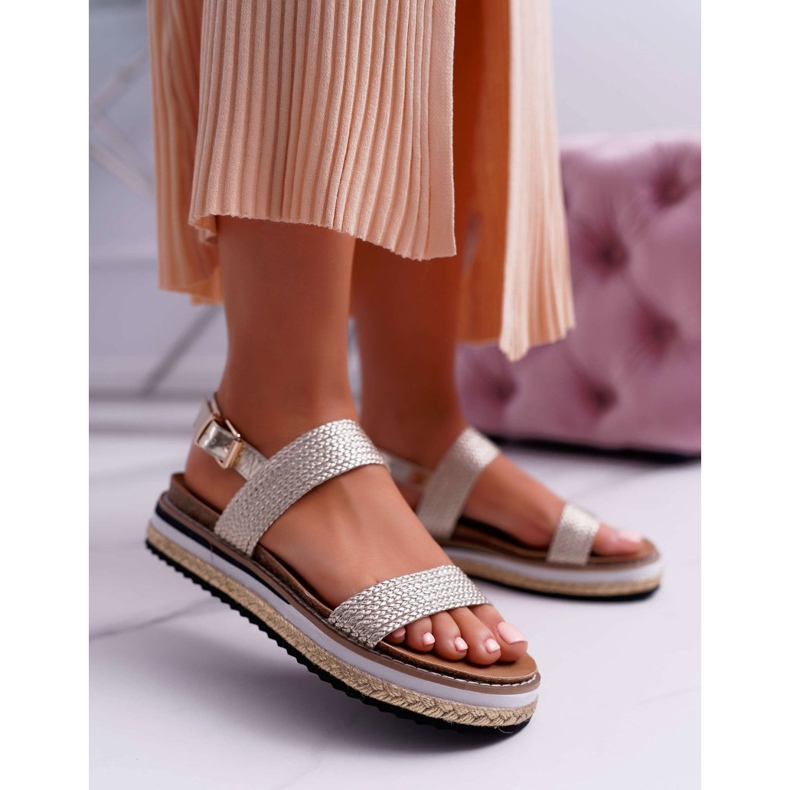 Moow Sandales pour femmes sur les espadrilles Golden Sarabel Platform d'or 1